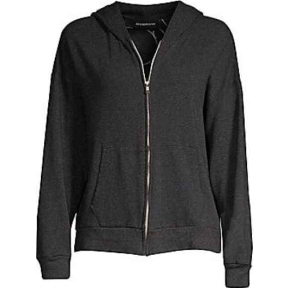 Monrow Black Skull Zip-Up L/S Hoodie Large NWT - Picture 5 of 11